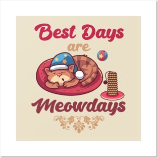 Best Days Are Meowdays Cute Cat sleeping kitty Lover Design Posters and Art